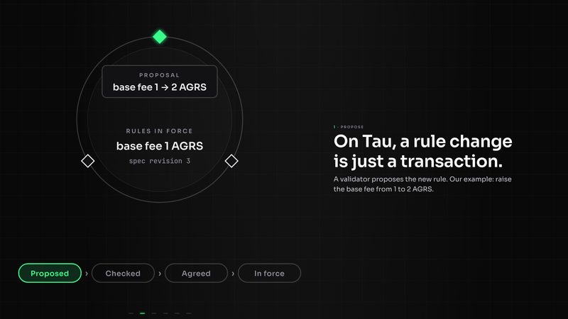 Tau in 60 seconds: a rule change proposed as a transaction